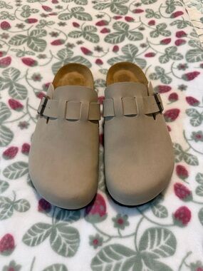 Neutral Taupe Mule Clogs with Buckle